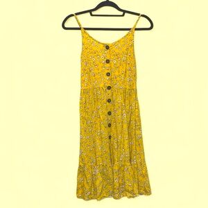 Yellow Floral Button-Down Sun Dress XS